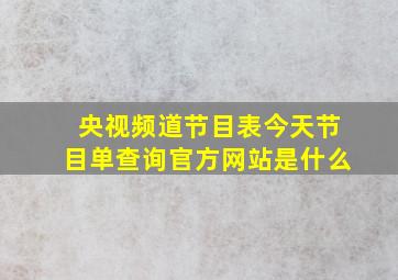 央视频道节目表今天节目单查询官方网站是什么