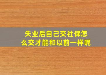 失业后自己交社保怎么交才能和以前一样呢