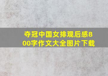 夺冠中国女排观后感800字作文大全图片下载