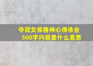 夺冠女排精神心得体会500字内容是什么意思