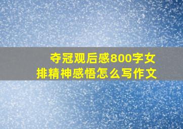 夺冠观后感800字女排精神感悟怎么写作文