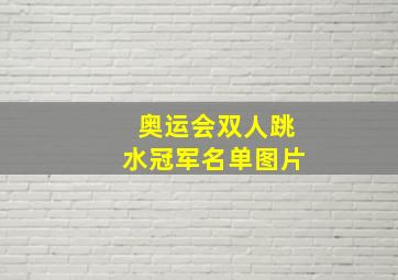 奥运会双人跳水冠军名单图片