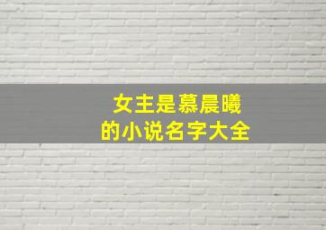 女主是慕晨曦的小说名字大全