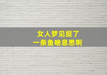 女人梦见捉了一条鱼啥意思啊