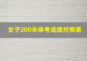 女子200米体考成绩对照表