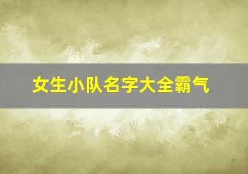 女生小队名字大全霸气