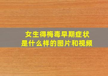 女生得梅毒早期症状是什么样的图片和视频