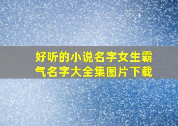 好听的小说名字女生霸气名字大全集图片下载