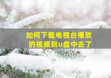 如何下载电视台播放的视频到u盘中去了