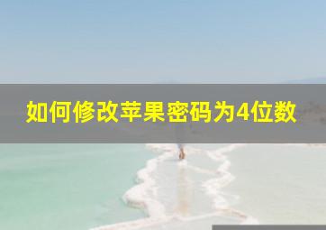 如何修改苹果密码为4位数