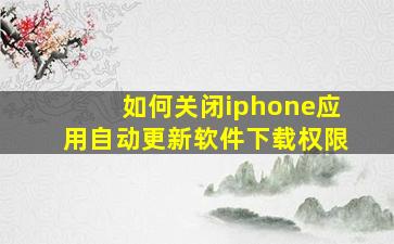 如何关闭iphone应用自动更新软件下载权限