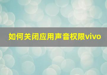 如何关闭应用声音权限vivo