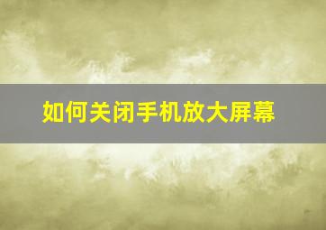 如何关闭手机放大屏幕