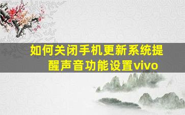 如何关闭手机更新系统提醒声音功能设置vivo