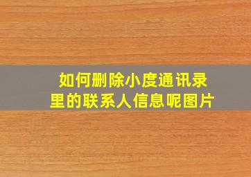 如何删除小度通讯录里的联系人信息呢图片