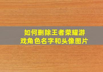 如何删除王者荣耀游戏角色名字和头像图片