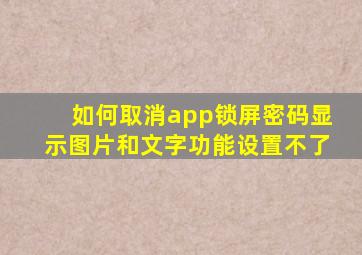 如何取消app锁屏密码显示图片和文字功能设置不了