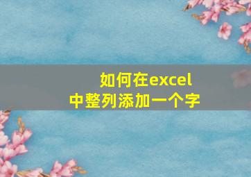 如何在excel中整列添加一个字