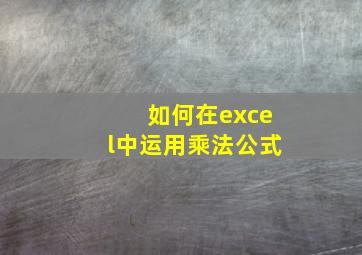 如何在excel中运用乘法公式