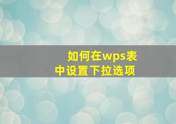 如何在wps表中设置下拉选项