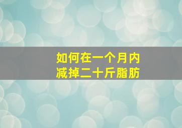 如何在一个月内减掉二十斤脂肪