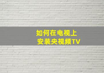 如何在电视上安装央视频TV