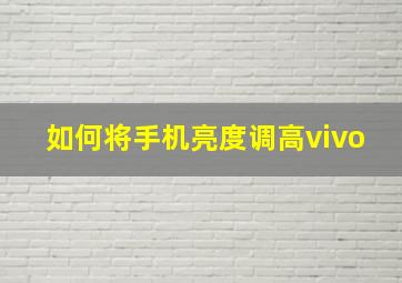 如何将手机亮度调高vivo