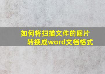 如何将扫描文件的图片转换成word文档格式