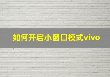 如何开启小窗口模式vivo