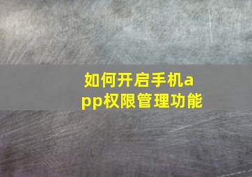 如何开启手机app权限管理功能