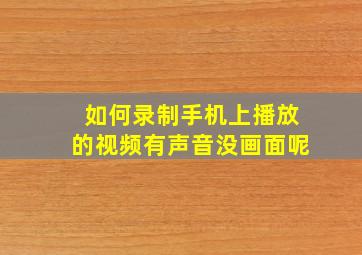 如何录制手机上播放的视频有声音没画面呢