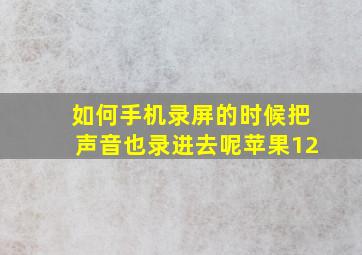 如何手机录屏的时候把声音也录进去呢苹果12