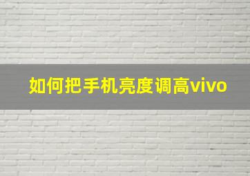 如何把手机亮度调高vivo