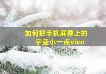 如何把手机屏幕上的字变小一点vivo