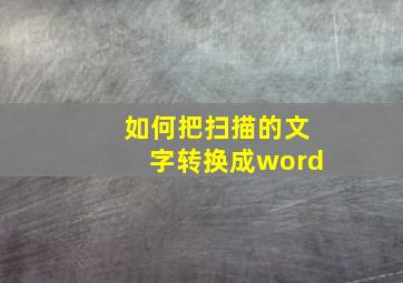 如何把扫描的文字转换成word