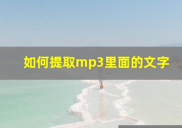 如何提取mp3里面的文字