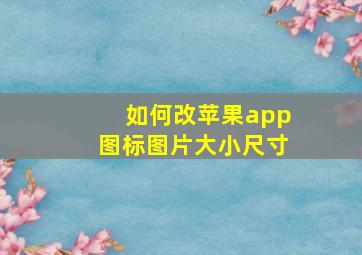 如何改苹果app图标图片大小尺寸