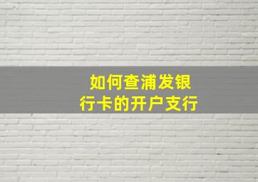 如何查浦发银行卡的开户支行