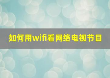 如何用wifi看网络电视节目