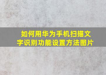 如何用华为手机扫描文字识别功能设置方法图片