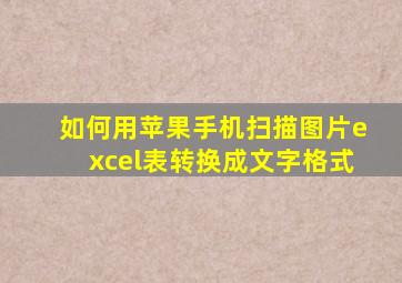 如何用苹果手机扫描图片excel表转换成文字格式