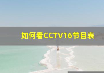 如何看CCTV16节目表