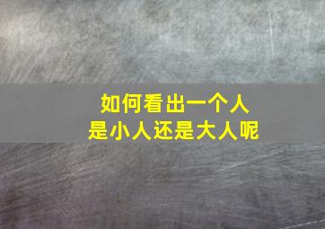 如何看出一个人是小人还是大人呢