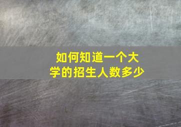 如何知道一个大学的招生人数多少