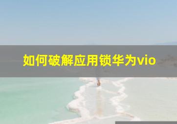 如何破解应用锁华为vio