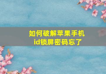 如何破解苹果手机id锁屏密码忘了