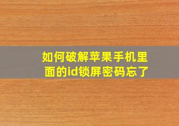 如何破解苹果手机里面的id锁屏密码忘了