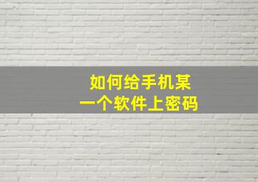 如何给手机某一个软件上密码