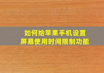 如何给苹果手机设置屏幕使用时间限制功能