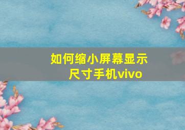 如何缩小屏幕显示尺寸手机vivo